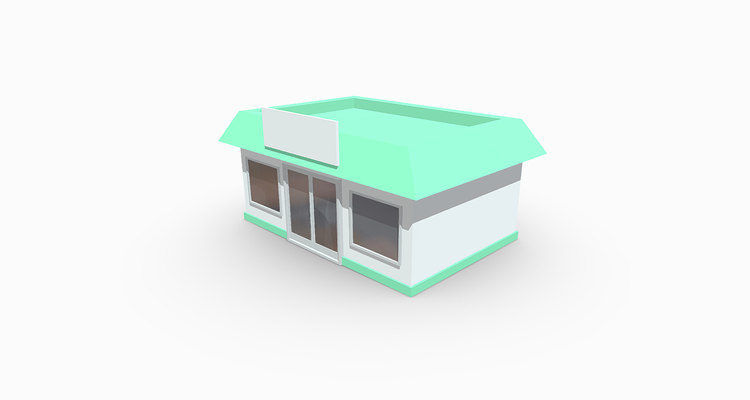 grocery store building house city city-assets game game-assets toy-art places city-props cityscene architecture poly home toy houses apartment shop showroom 3d print model - Mito3D