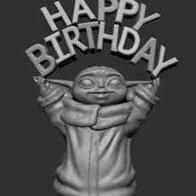 grogu b-day art baby yoda star wars mandalorian cake topper birthday 3d print model - Mito3D