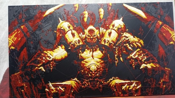grommash - world warcraft filament painting Art mural art 3d lithophane of wow mmo medieval fantasy fantastic video game orc 3d print model - Mito3D