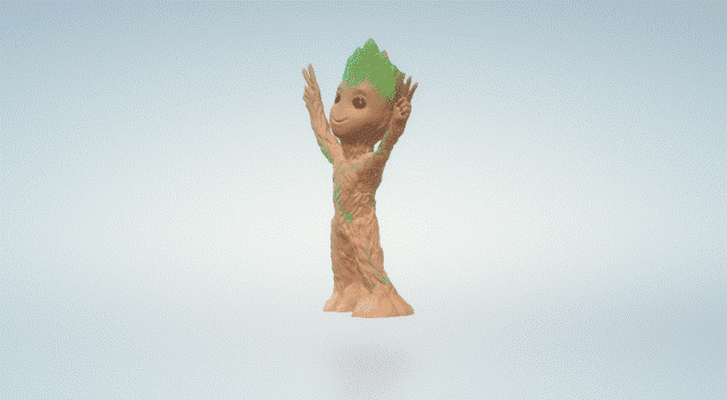 groot hi support game baby print in place ender 3 anet resin pla 3d print model - Mito3D