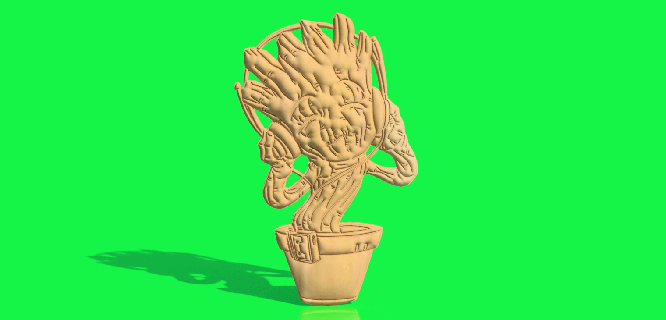 Groot pot écouteurs décoration art figure super héros jardinage plantes bois vinyle collectionner 3d print model - Mito3D