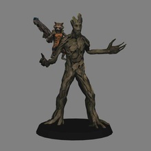 groot rocket - guardians galaxy 3d print raccon and of the avengers marvel cinematic universe 3d print model - Mito3D