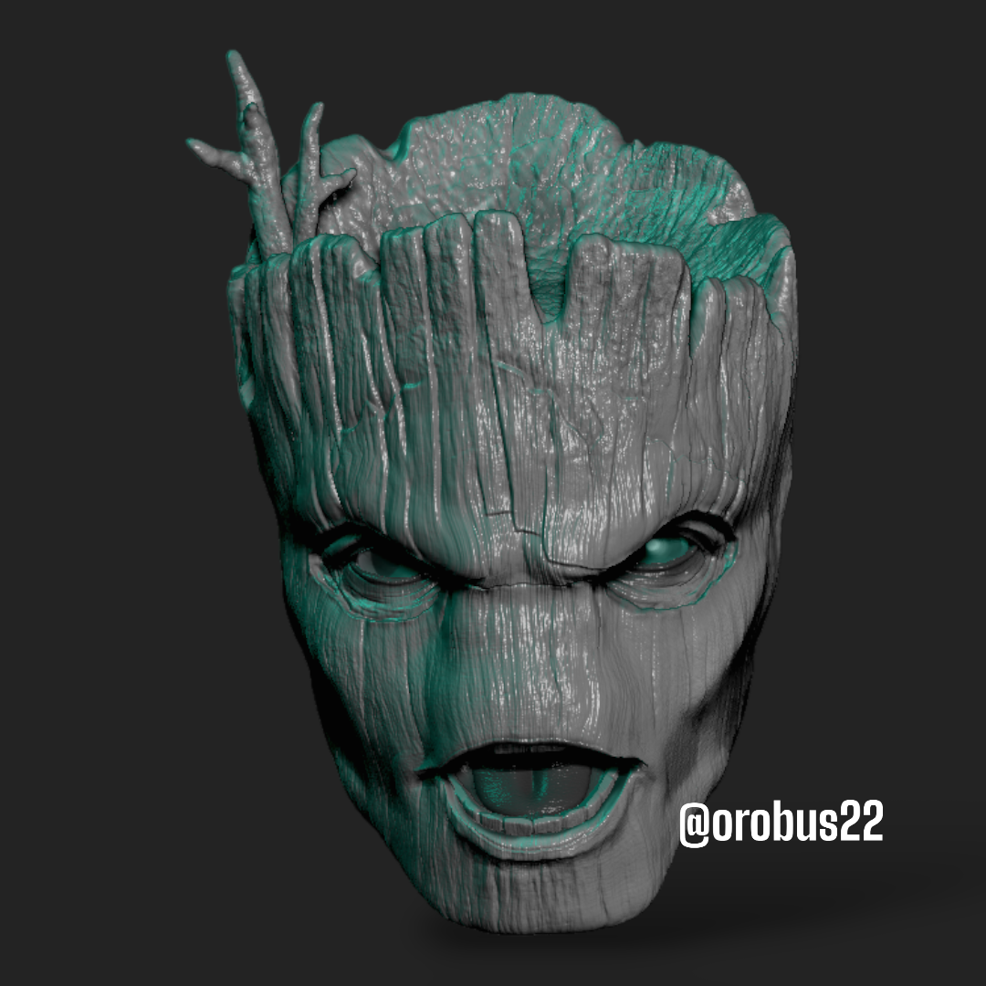 groot v4 head headsculpt actionfigure figure orobus marvel legends orobus22 3D print model - Mito3D