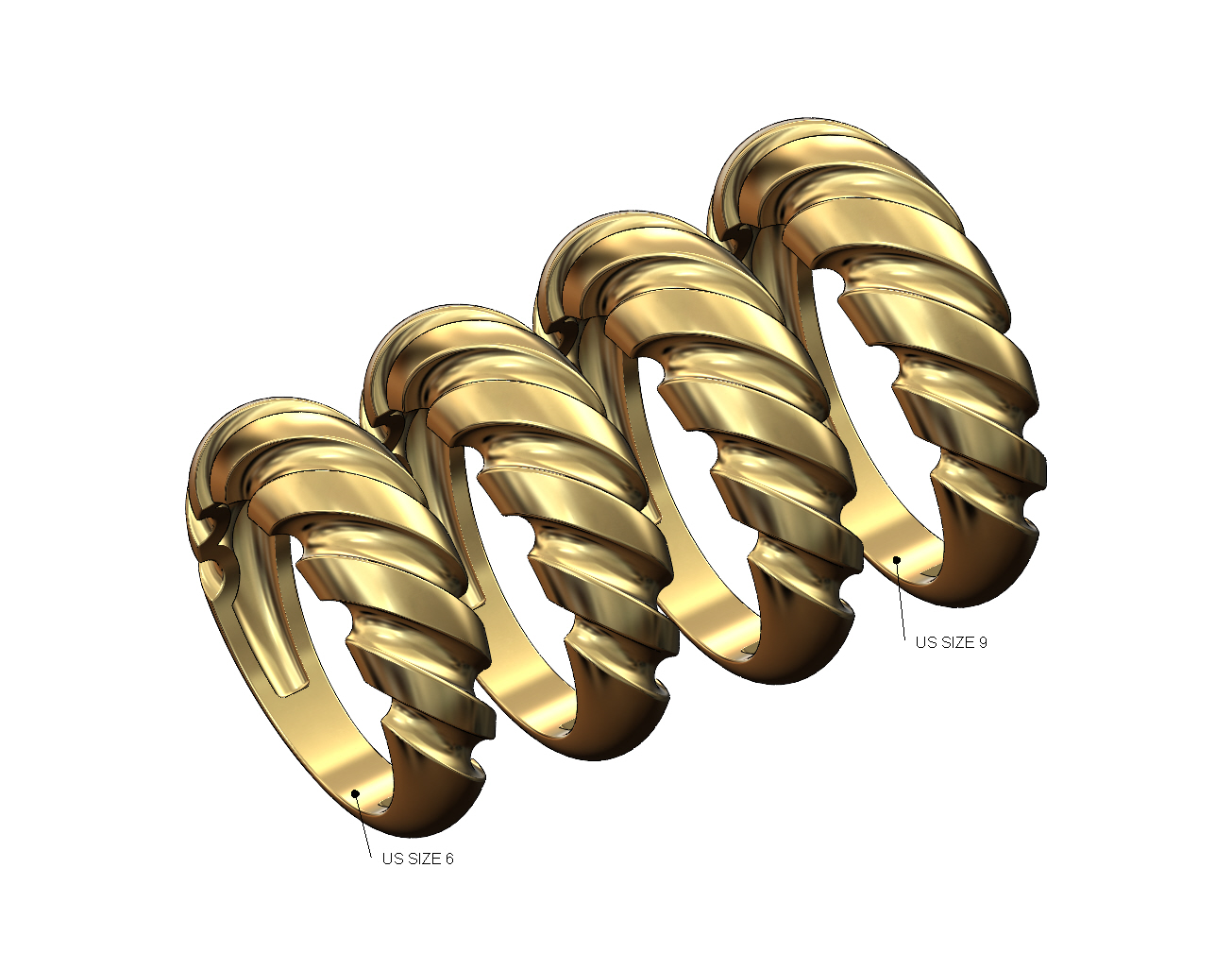 sulcado cúpula banda us tamanhos 6to9 3d impressão modelo volta anel ouro prata imprimível declaração moda jóias empilhador empilhável joalheria geométrico minimalista 3D print model - Mito3D