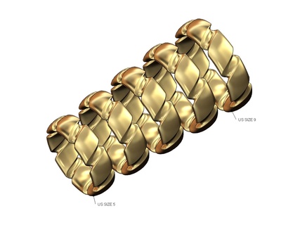 grooved twist motif band us sizes 5to9 3d print model ring jewelry printable gold silver jewellery sterling braided rope wire wave croissant vintag stackable stacker fashion 3d print model - Mito3D