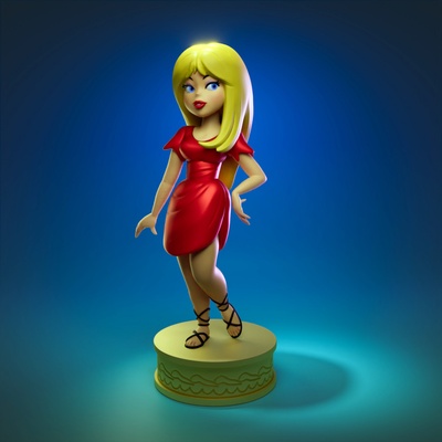 groovia the römisch ferien kunst karikatur klassisch miniatur figuren blond mädchen miniaturen 3d print model - Mito3D