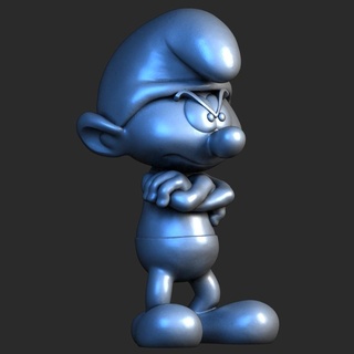 grouchy smurf grumpy blue gargamel village joke joker smurfs daddy hefty fortachon beefy 3d print model - Mito3D