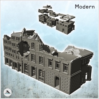 group european multi-storey buildings ruined version 21 - world war two second wwii front est moscou stalingrad urbain building architecture tabletop miniatures scenery wargame game terrain house accessories ww2 flames eastern western allies axis action 3d print model - Mito3D