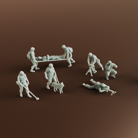 groupe 2 soldats gadget personnes figurine miniature jeu l'homme 3D print model - Mito3D