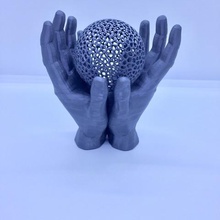 grouped hands art support purpose ball sculpture home decoration free vase holder fingers globe 3d print model - Mito3D