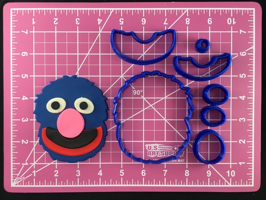 grover multipiece fondant cookie cutter set multiple sizes home sesame street kids tv learning 3d print model - Mito3D