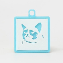 grumpy cat silhouette keychain various 3d print model - Mito3D