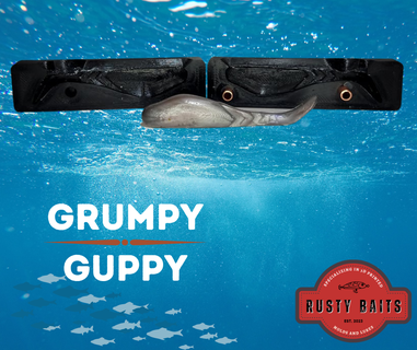 grumpy guppy 3 1 2 lure mold fishing fish bait soft swimbait bass walleye crappie 3d print model - Mito3D