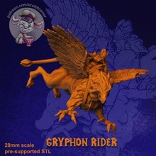 gryphon rider - 28 mm miniature 3d print model printer 28mm boardgame dnd fantasy rpg wargame orc scale warcraft horde alliance art fan free patreon warrior barbarian miniatures figurines 3d print model - Mito3D