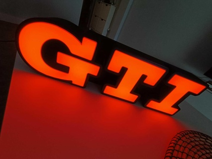 gti illuminated sign golf volkswagen poster logo replica seat audi cupra led luminous light environment 3d print model - Mito3D
