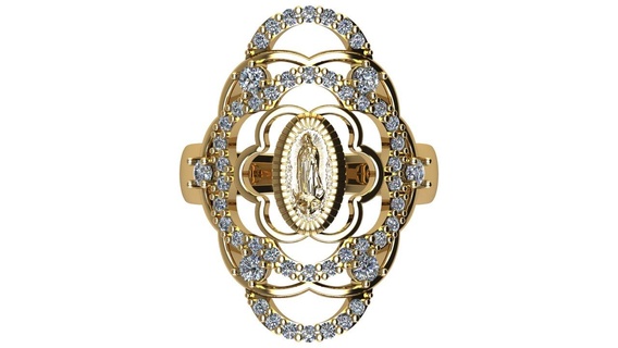 guadalupe ring religion diamonds jewelry joyeriareligion 3d print model - Mito3D