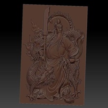 guangong dragon art historical character fighter warrior soldier china chinese oriental traditional cnc 3d bas-relief sculpture statue artcam 3d print model - Mito3D