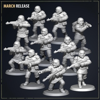 guard infantrymen 40000 tabletop miniatures wargaming soldiers 3d print model - Mito3D