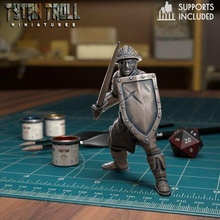 guard sword shield - pre-supported game dnd miniature minis dungeons dragons 32mm tytantroll miniatures patreon male 3d print model - Mito3D