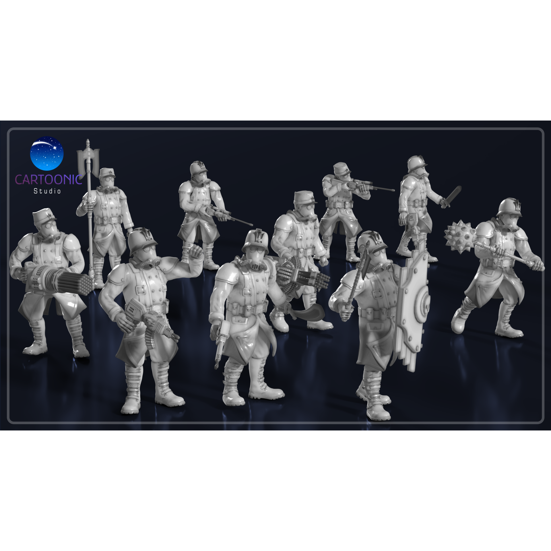 guards corps set 01 guard corp miniature tabletop 28mm wargaming character fantasy scifi print sculpt human soldier skirmisher miniatures sci fi 3D print model - Mito3D