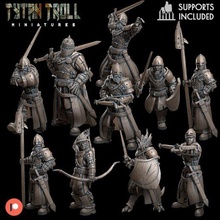 guards pack - pre-supported game dnd miniature minis dungeons dragons 32mm tytantroll miniatures guard archer female male 3d print model - Mito3D