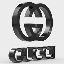 gucci logosu moda butik marka giyim tasarım model dükkanı mağaza karakter amblemi logo stil modelleri sembol lüks aksesuarlar şık trend logotipe baskı yazdırılabilir 3d print model - Mito3D