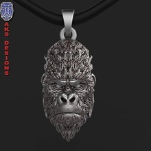 guerilla 1 pendant jewelry jewel jewellery biker gang fashion riders mens punk fancy jewelri skull monkey chimp chimpanzee animal beast angry fur 3d print model - Mito3D