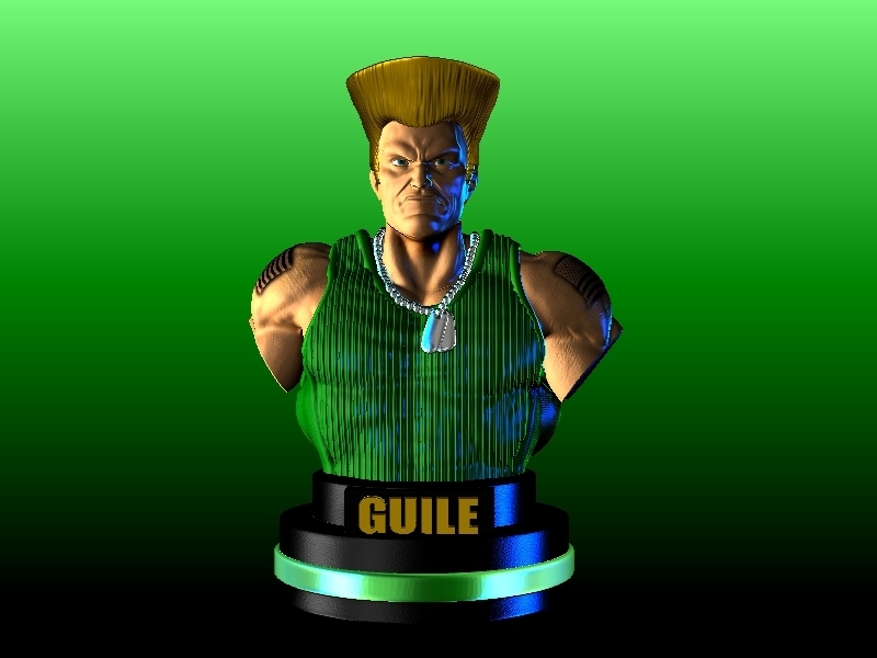 guile street fighter video games bust versus vs soldier use videogames arcade fight ryu 3D print model - Mito3D