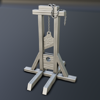 guillotina tortura dispositivo diorama Judas cuna madera caballo rotura rueda medieval ejecución 3d print model - Mito3D