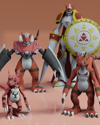 guilmon évolution pack jeu accueil maison pokémon zelda main bague camarade libre résine sculpture animal art jouet statue nintendo grognement wargrowlmon digimon 3d print model - Mito3D