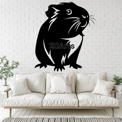 guinea pig 2d wall art window - digital stl & svg file art pet decor 3d printing laser cutting home cults3d download cute animal children's room lover gift birthday adoption anniversary christmas veterinary office store playful 3d print model - Mito3D