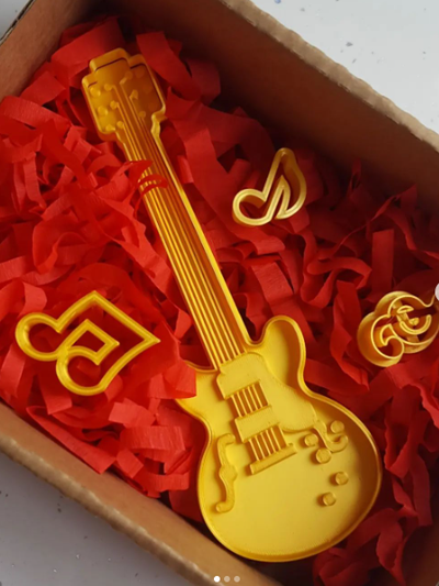 guitare biscuit coupeur accueil maison timbre nounours ours cuisine outils gâteau fondant 3d print model - Mito3D