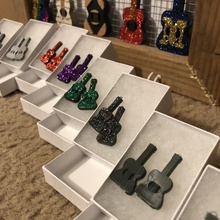 guitar earrings & necklace - finished production samples included jewelry earring art music pendant 3d print model - Mito3D