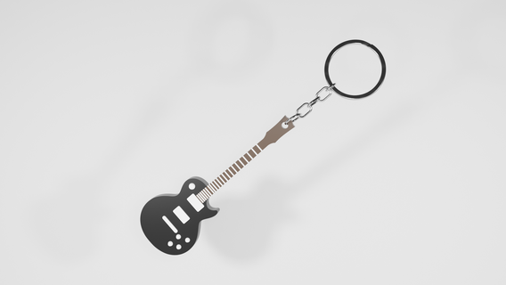 guitare porte clés Gibson Paul faible poly art 3d impression jouet 3d print model - Mito3D