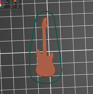 violão silhueta gadget ritmo graves música músico Rocha edidesign stl jogador roqueiro Difícil estrela rock 3d print model - Mito3D