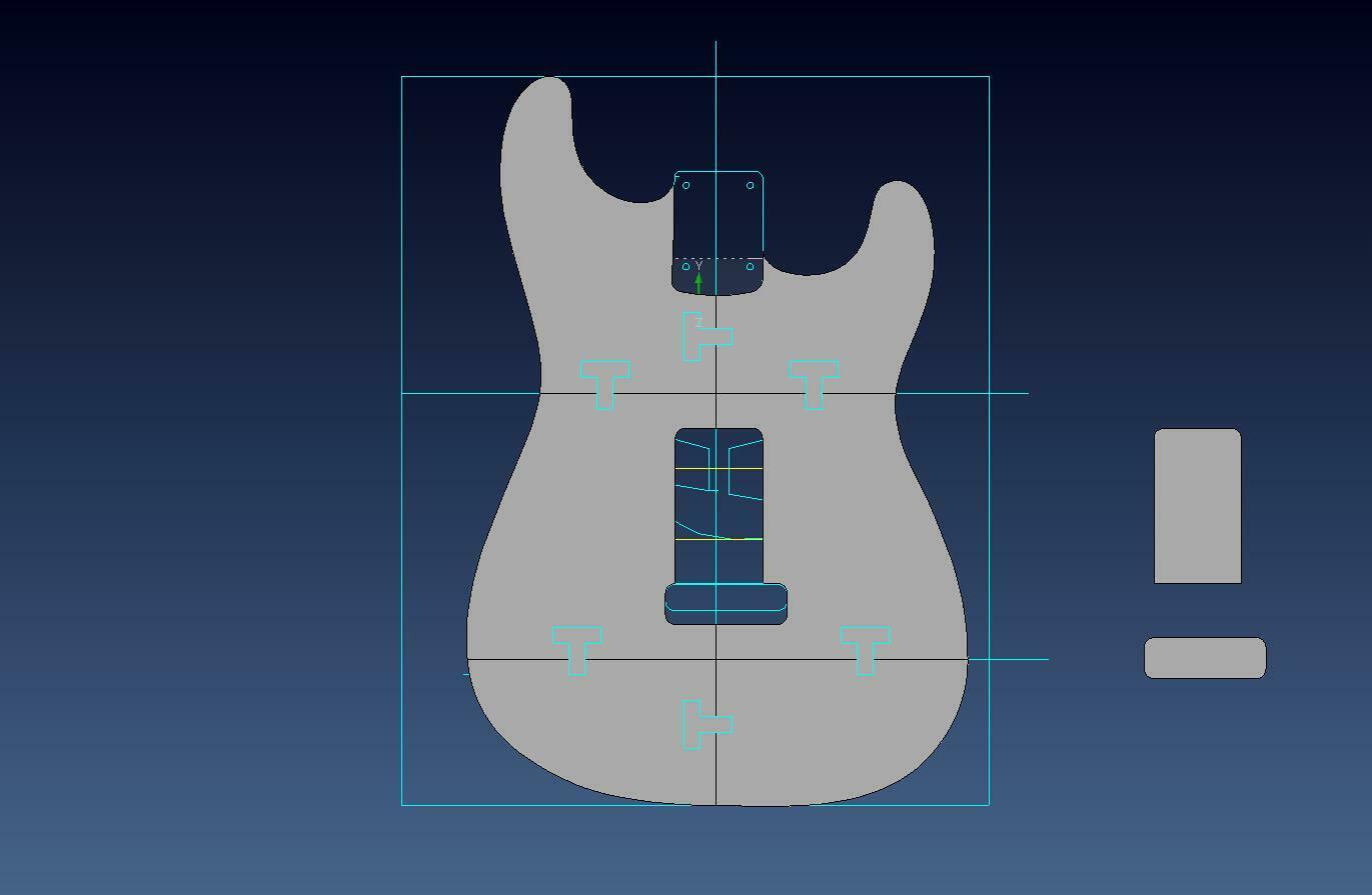 guitar templates back electric woodworking tools cnc homemade luthier routing 3D print model - Mito3D