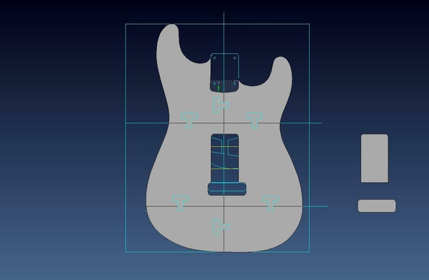 gitar şablonlar geri elektrik ağaç işleri araçlar cnc ev yapımı luthier yönlendirme 3d print model - Mito3D