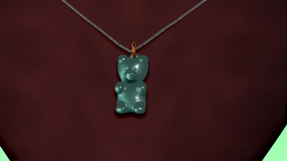 gomoso Urso pingente brinco pelúcia pendente colar chaveiro brinquedo resina ouro prata 3d print model - Mito3D