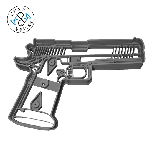 gun - duty cookie cutter fondant polymer clay gadget grenade logo bagagge skull pastry 3D print model - Mito3D
