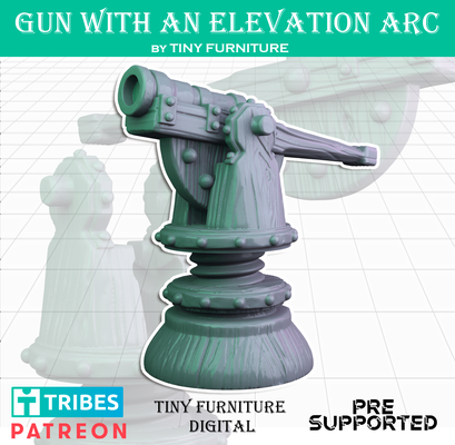 gun an elevation arc medieval artillery game tabletop miniatures roleplaying fallout d&d dnd pathfinder rpg 3d print model - Mito3D