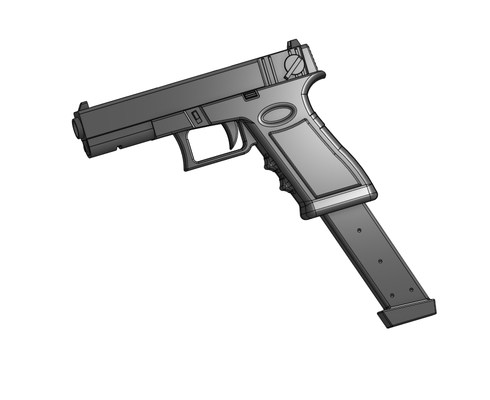 pistola vendaval línea sinon glock 18c apuntalar espada arte sao omg 3d print model - Mito3D