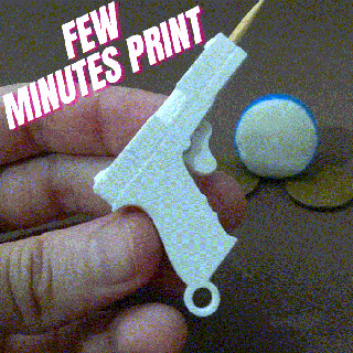 arma fogo chaveiro brinquedo pequeno miniatura atirador interessante entretenimento presente 3d print model - Mito3D
