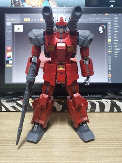 cañon rx 77 2 gundam rx79 bandai pg 08 cyborg tecnología armadura mecánico cibernético anime biónico robo caminante metálico guerrero 3d print model - Mito3D