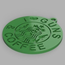 guns&coffee keychain art badge coat arms logo united america usa guns coffee love 3d print model - Mito3D