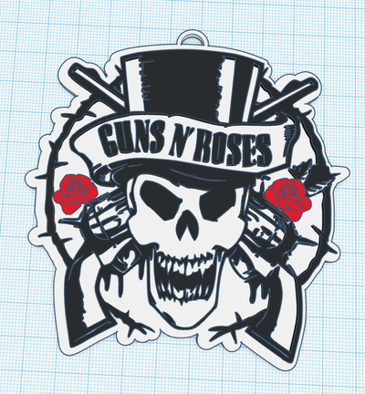guns roses logo axl rose rock music 3d print model - Mito3D