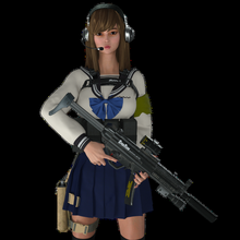 silahşör kız Japonya 2 tabanca seksi okul silahlar askeri kentsel 3d print model - Mito3D