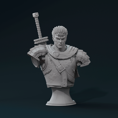 guts bust 3d print art griffith berserk white hawk statue knetaro miura figure anime manga fist north star jojo apostle retro 3d print model - Mito3D