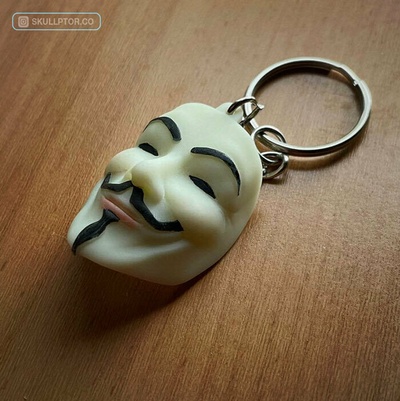 gars fawkes masque porte clés vendetta anonyme vengeance 3d print model - Mito3D