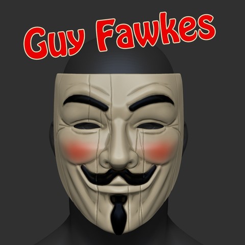 guy fawkes vendetta mask anonymous stl file fashion human art toy cosplay 3D print model - Mito3D