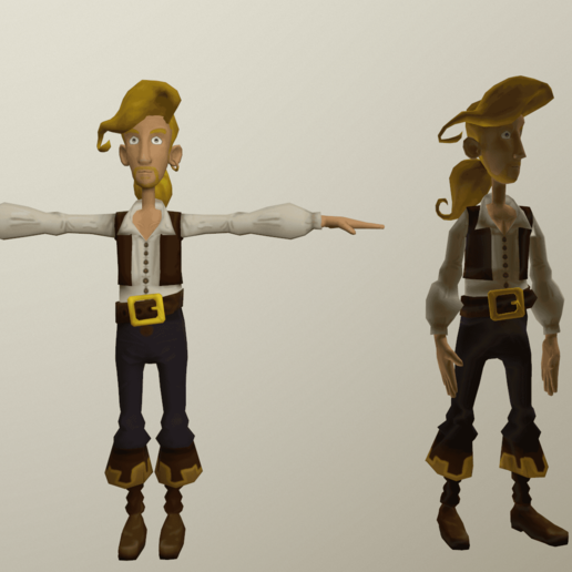 guybrush threpwood gioco 3d modello carattere cartone animato art lucas videogame isola la scimmia threepwood 3D print model - Mito3D